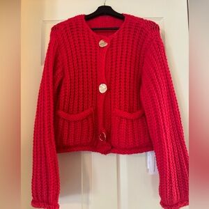 NWT- Red Button Knit Cardigan